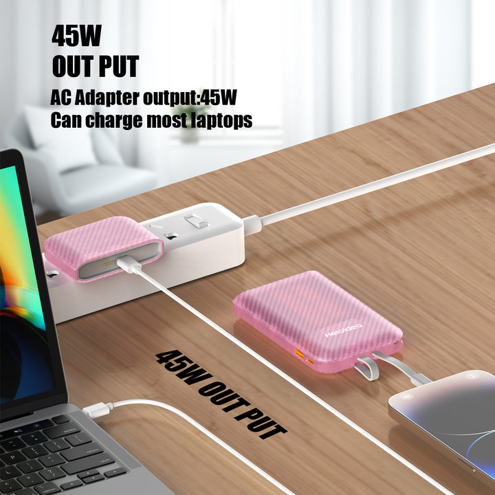 Copy of Removable 45W AC Power Bank 10000mAh laptop, Quick Charge USB C High-Speed Portable Charger Heloideo PB174 Heloideo