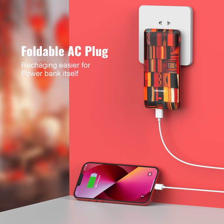 20W AC outlet Power Bank with 3 charging cable PD quick charger  Heloideo PB180C04 Heloideo