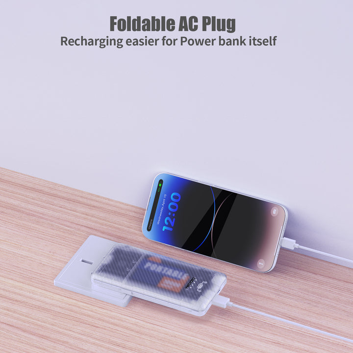 20W AC plug Power Bank Charger 10000mah Ultra-Slim fast charger built-in cable Heloideo PB180 Heloideo