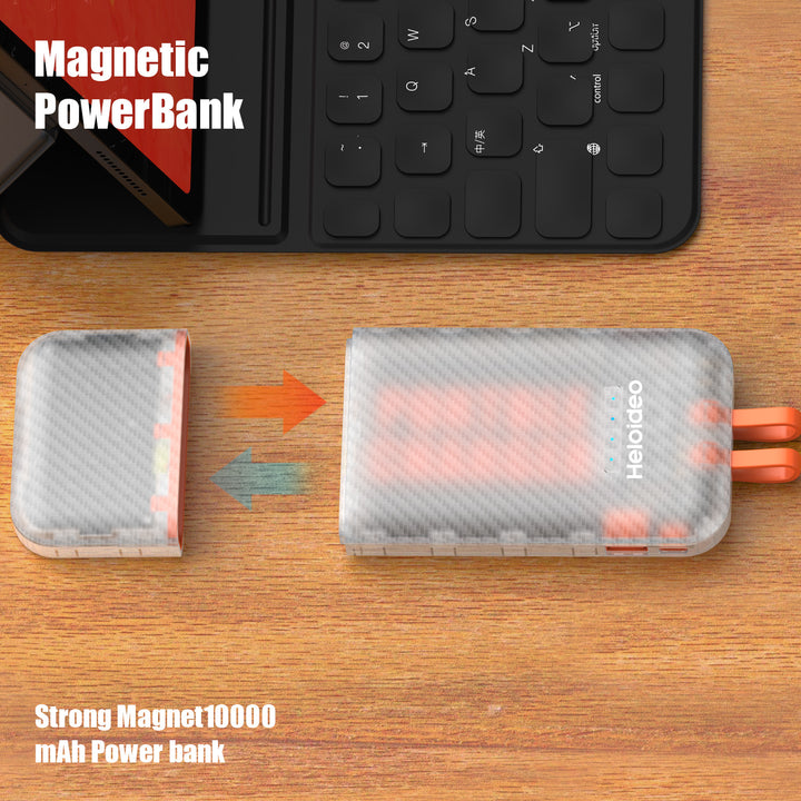 Magnetic 20W Removable AC Power Bank pd18w 10000mAh Quick Charge USB C High-Speed Portable battery Charger Heloideo PB174-20 Heloideo