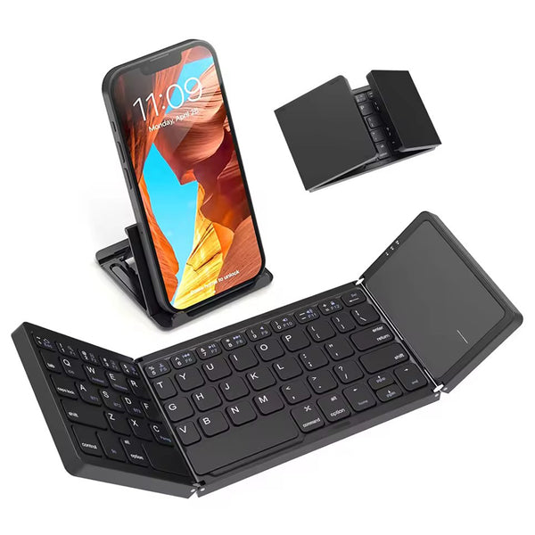 Bluetooth wireless portable three fold three system mobile phone tablet wireless keyboard Heloideo