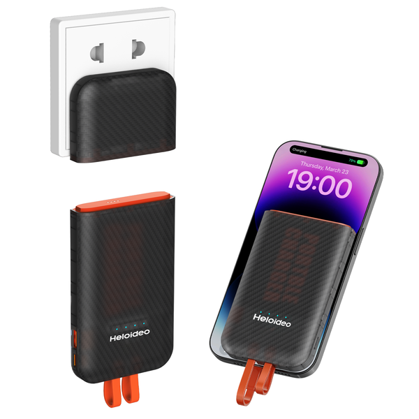 USA AC plug-in 10000mAh power bank with charging cable 45W Heloideo