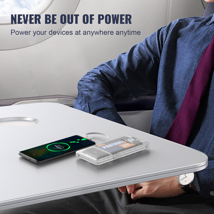 LUCKY FELLOW 10000mAh Power Bank: built-in 20W AC plug for fast charging. Compact, portable design with high-capacity battery. Perfect for smartphones, tablets, and other devices. Heloideo