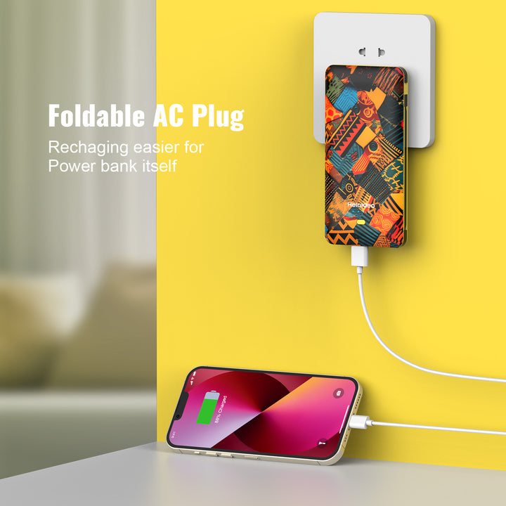 colorful 10000mah 20W AC plug Power Bank with cables Heloideo PB180 Heloideo