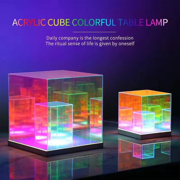 Colorful camping pyramid cube light: gift, ambiance light, decorative night light Heloideo