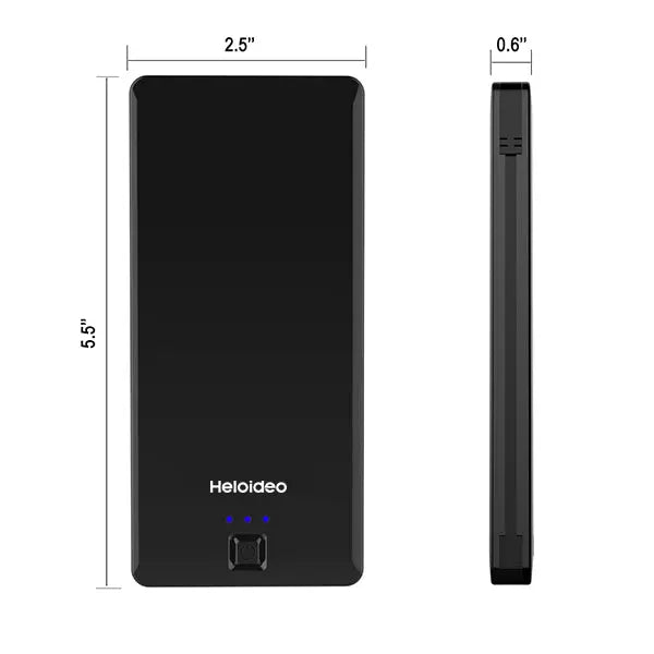 Heloideo ultra slim dual USB ports power bank 5000mAh Portable Powerbank Charger With Built In  AC Outlet, Lightning Cable and Micro usb cable, Slim External Battery Pack for Android / iPhone PB085A Heloideo